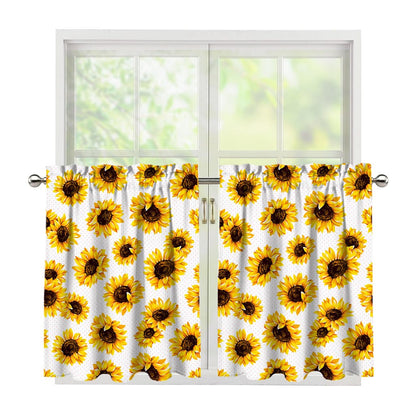 Sunflower Polka Dot Pattern Print Tier Curtains