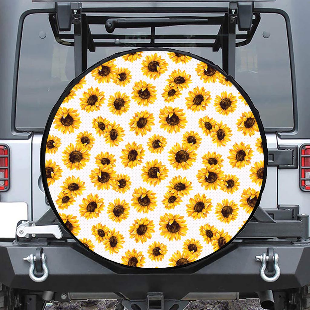 Sunflower Polka Dot Pattern Print Tire Cover