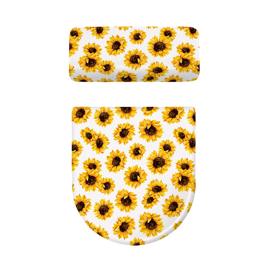 Sunflower Polka Dot Pattern Print Toilet Lid And Tank Cover Set