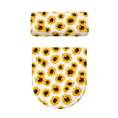 Sunflower Polka Dot Pattern Print Toilet Lid And Tank Cover Set