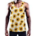 Sunflower Polka Dot Pattern Print Men's Workout Tank Top