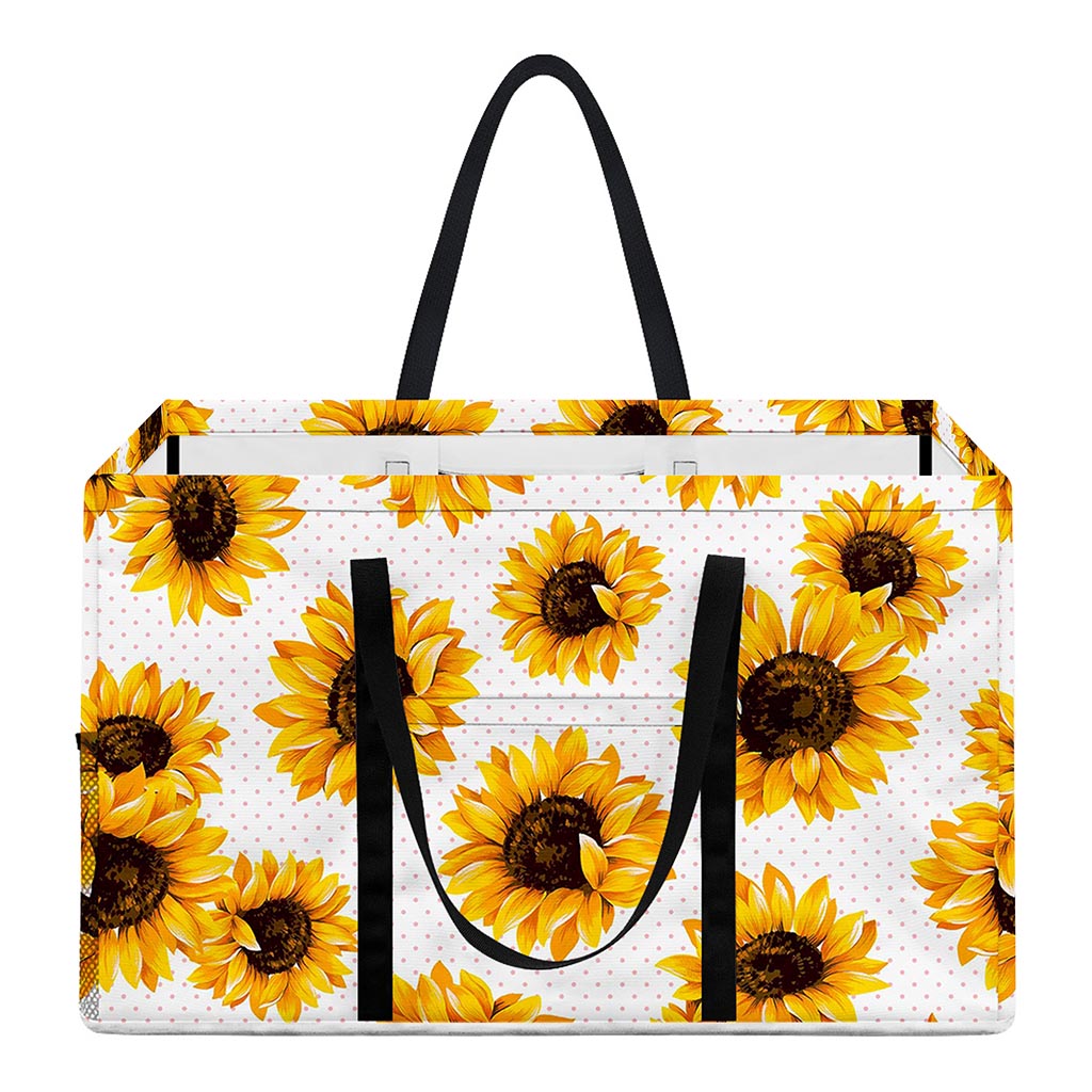 Sunflower Polka Dot Pattern Print Utility Tote Bag