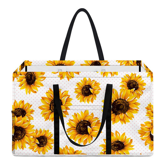 Sunflower Polka Dot Pattern Print Utility Tote Bag