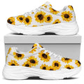 Sunflower Polka Dot Pattern Print White Chunky Shoes
