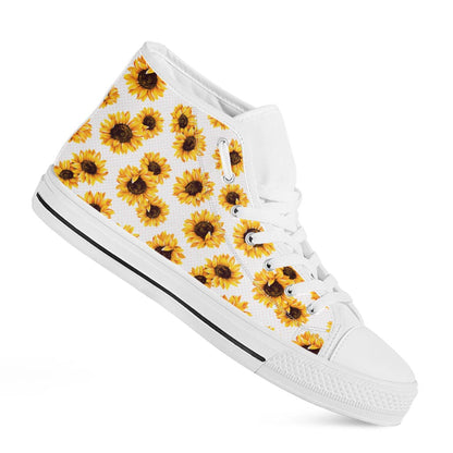 Sunflower Polka Dot Pattern Print White High Top Sneakers