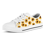 Sunflower Polka Dot Pattern Print White Low Top Sneakers