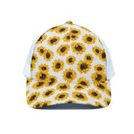 Sunflower Polka Dot Pattern Print White Mesh Trucker Cap