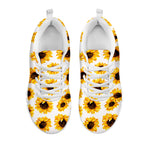 Sunflower Polka Dot Pattern Print White Running Shoes