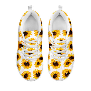 Sunflower Polka Dot Pattern Print White Running Shoes