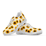 Sunflower Polka Dot Pattern Print White Running Shoes