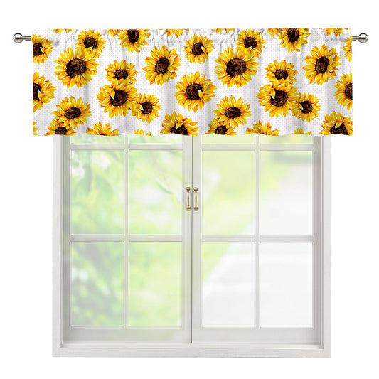 Sunflower Polka Dot Pattern Print Window Valance