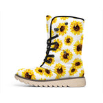 Sunflower Polka Dot Pattern Print Winter Boots