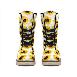 Sunflower Polka Dot Pattern Print Winter Boots