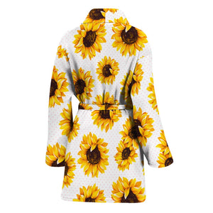 Sunflower Polka Dot Pattern Print Women's Bathrobe