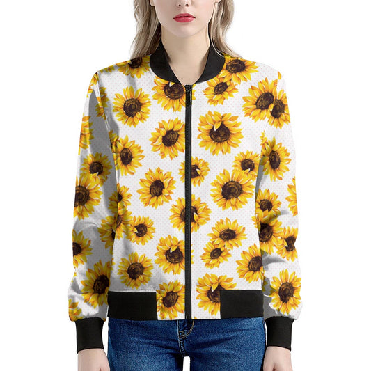 Sunflower Polka Dot Pattern Print Women's Bomber Jacket