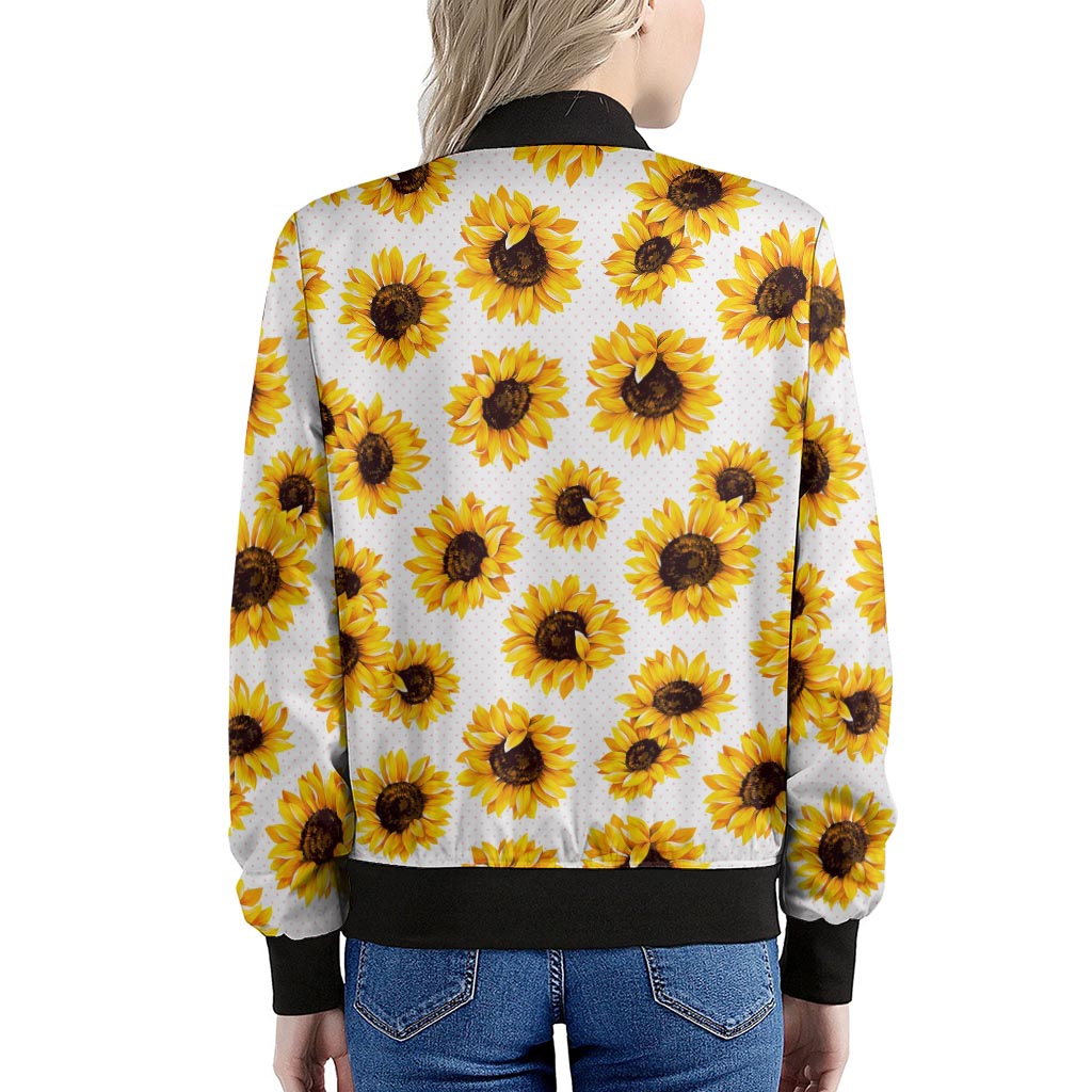 Sunflower Polka Dot Pattern Print Women's Bomber Jacket
