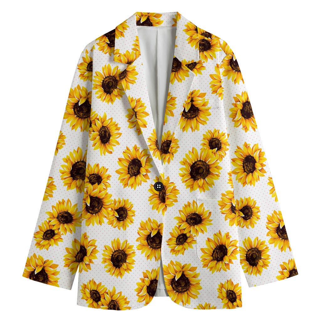 Sunflower Polka Dot Pattern Print Women's Cotton Blazer