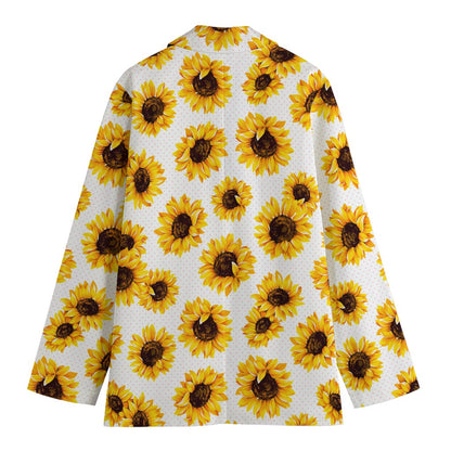 Sunflower Polka Dot Pattern Print Women's Cotton Blazer