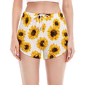 Sunflower Polka Dot Pattern Print Women's Split Running Shorts