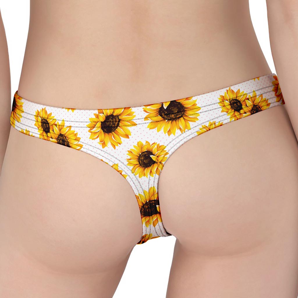Sunflower Polka Dot Pattern Print Women's Thong