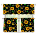 Sunflower Polygonal Pattern Print 3 Piece Kitchen Curtains