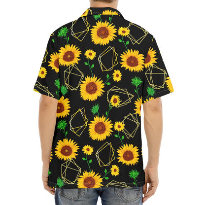 Sunflower Polygonal Pattern Print Aloha Shirt