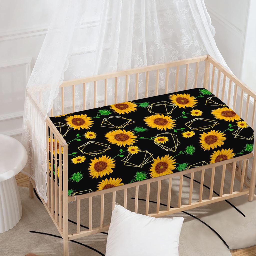 Sunflower Polygonal Pattern Print Baby Crib Sheet