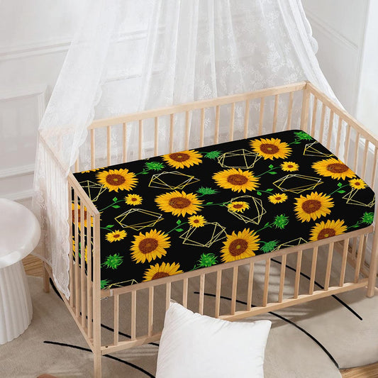 Sunflower Polygonal Pattern Print Baby Crib Sheet
