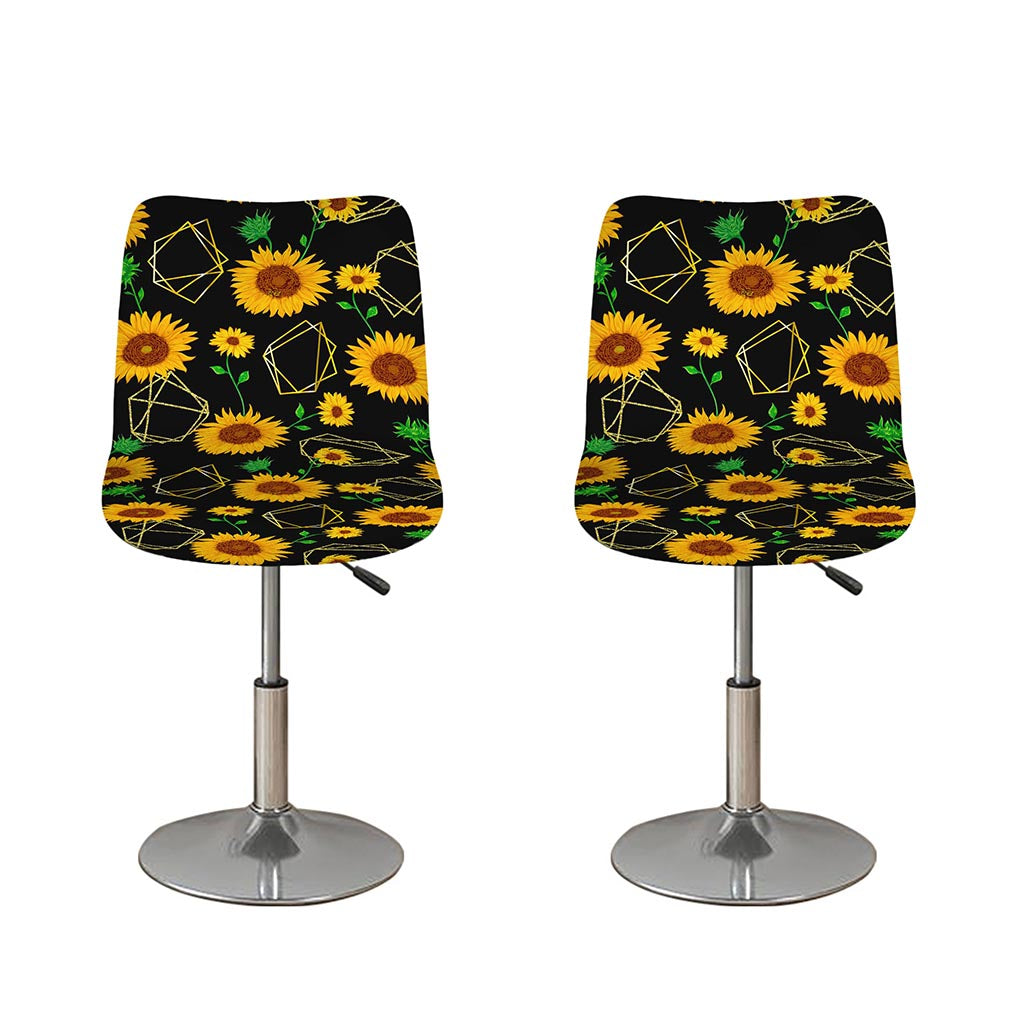 Sunflower Polygonal Pattern Print Bar Stool Covers
