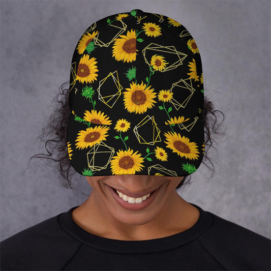 Sunflower Polygonal Pattern Print Baseball Cap