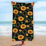 Sunflower Polygonal Pattern Print Beach Towel