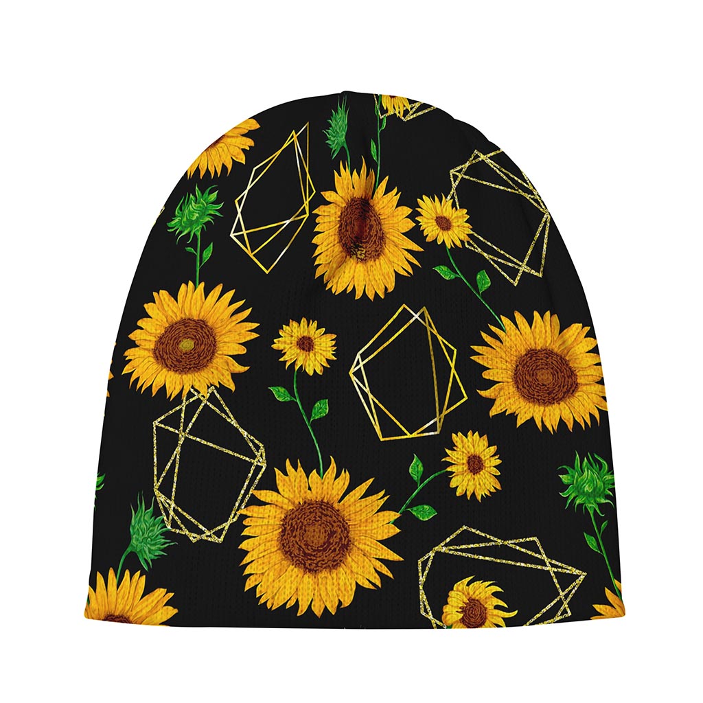 Sunflower Polygonal Pattern Print Beanie