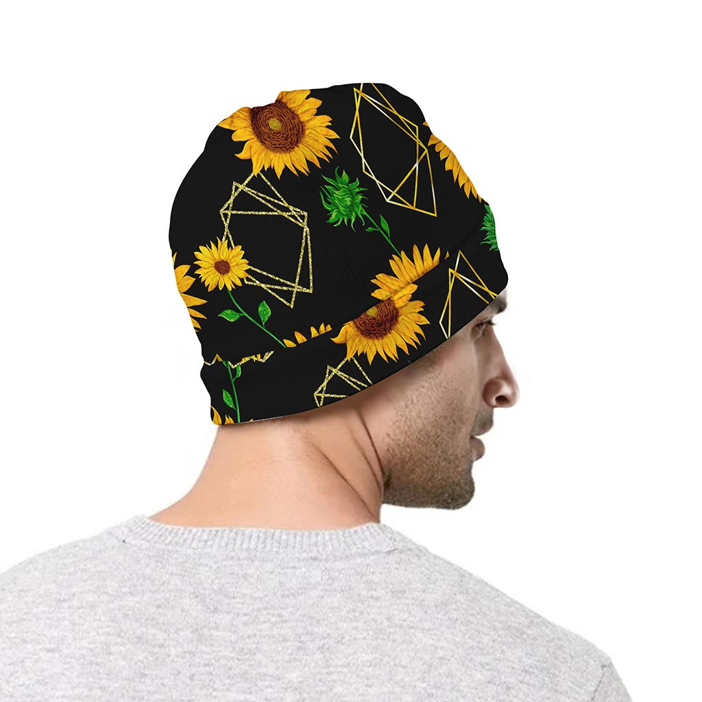 Sunflower Polygonal Pattern Print Beanie