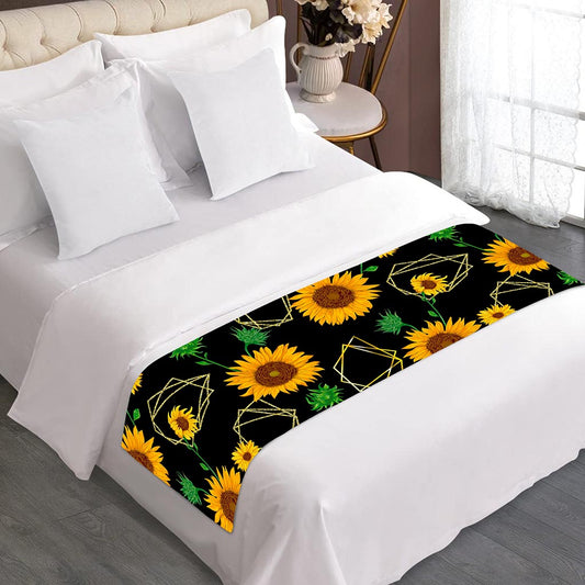 Sunflower Polygonal Pattern Print Bed Runner