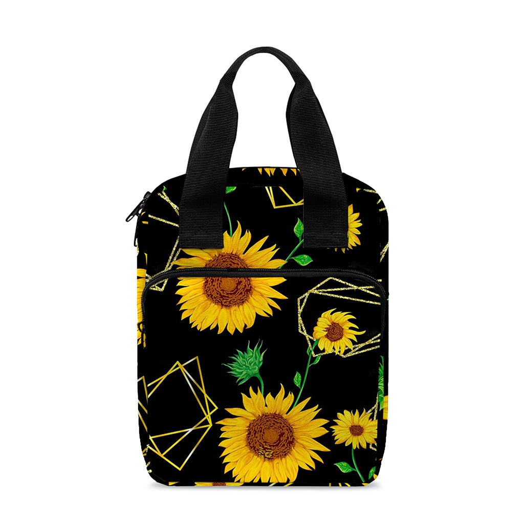 Sunflower Polygonal Pattern Print Bible Tote Bag