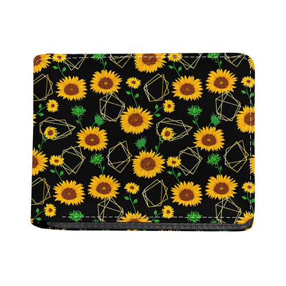 Sunflower Polygonal Pattern Print Bifold Wallet