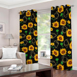 Sunflower Polygonal Pattern Print Blackout Grommet Curtains