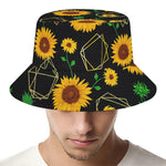 Sunflower Polygonal Pattern Print Bucket Hat