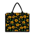 Sunflower Polygonal Pattern Print Canvas Tote Bag