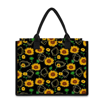 Sunflower Polygonal Pattern Print Canvas Tote Bag