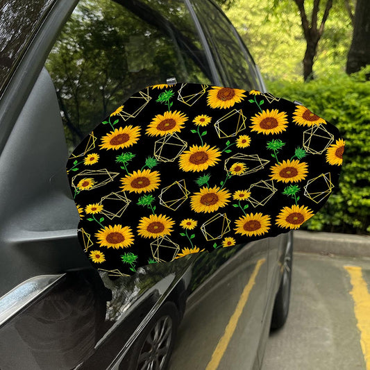Sunflower Polygonal Pattern Print Car Side Mirror Covers