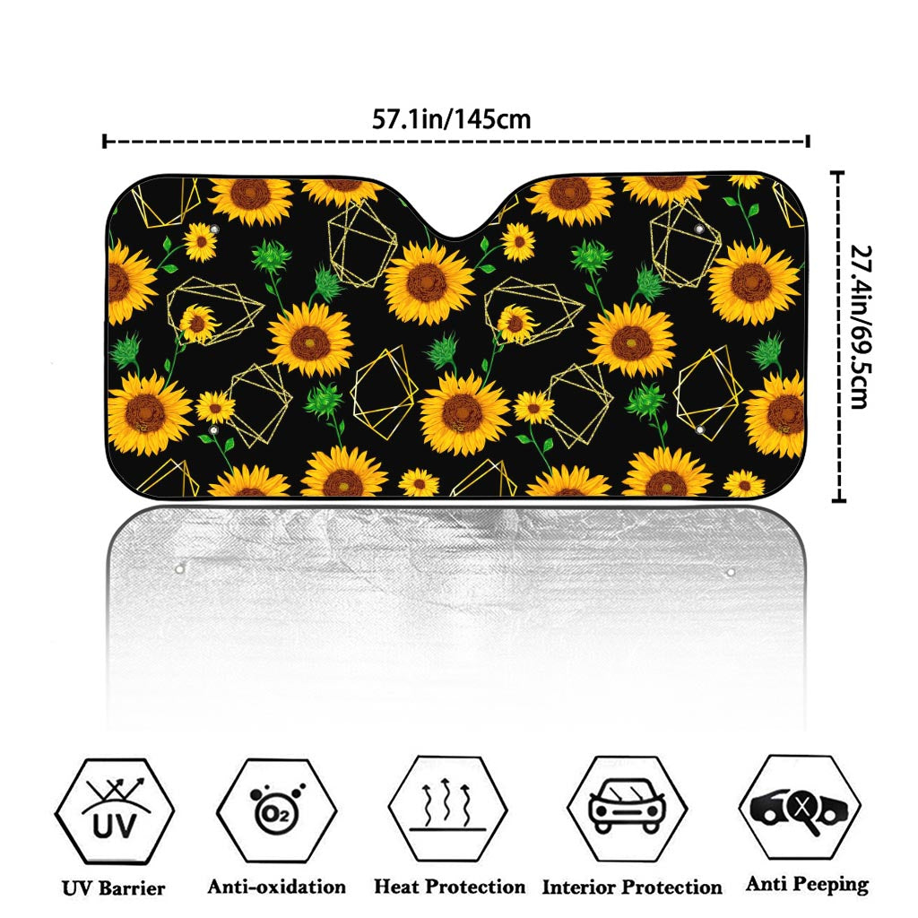 Sunflower Polygonal Pattern Print Car Windshield Sun Shade