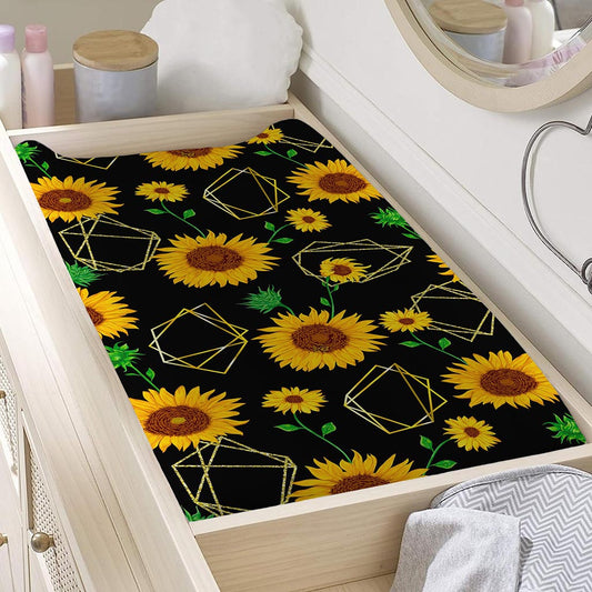 Sunflower Polygonal Pattern Print Changing Pad Cover