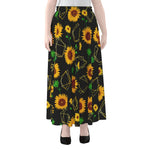 Sunflower Polygonal Pattern Print Chiffon Maxi Skirt