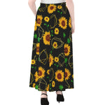 Sunflower Polygonal Pattern Print Chiffon Maxi Skirt