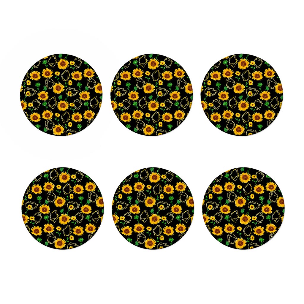 Sunflower Polygonal Pattern Print Coaster Set