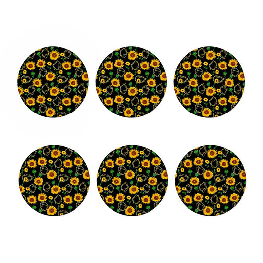 Sunflower Polygonal Pattern Print Coaster Set