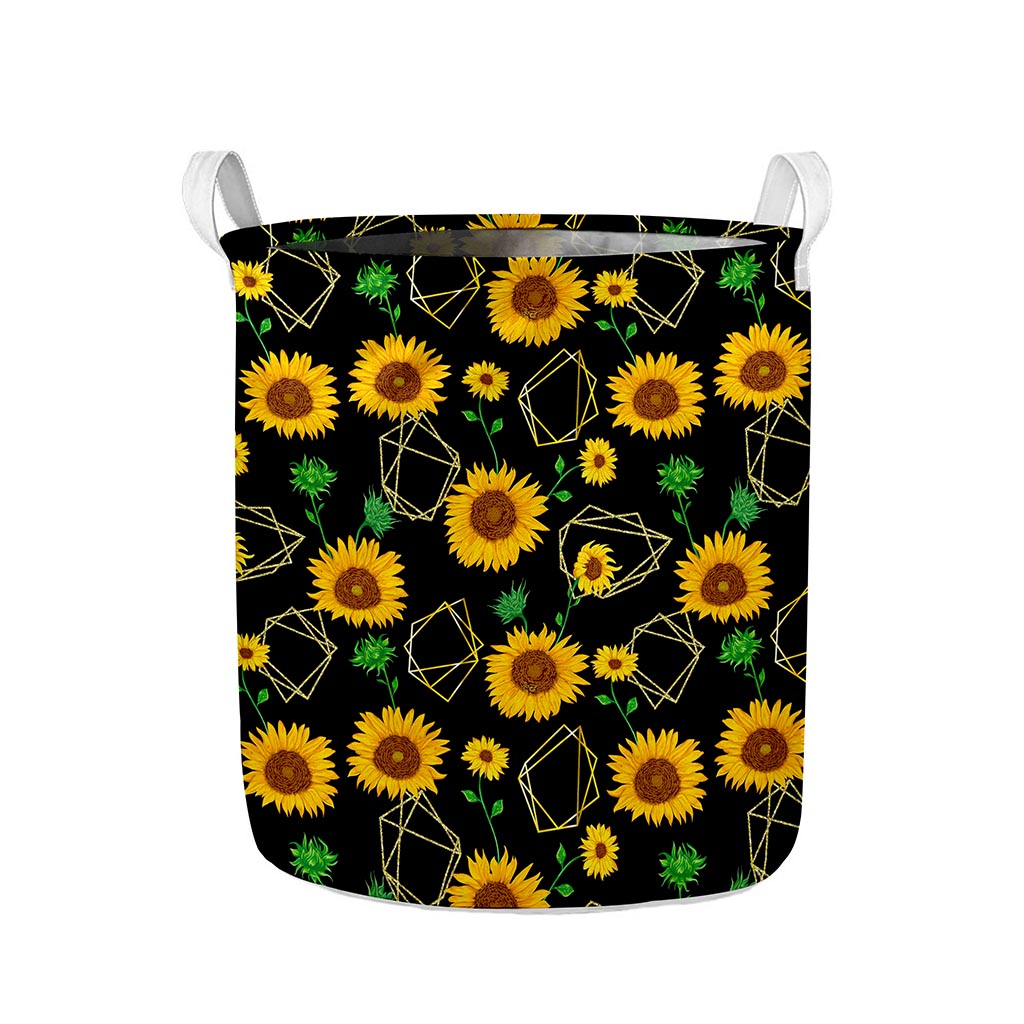 Sunflower Polygonal Pattern Print Collapsible Laundry Basket