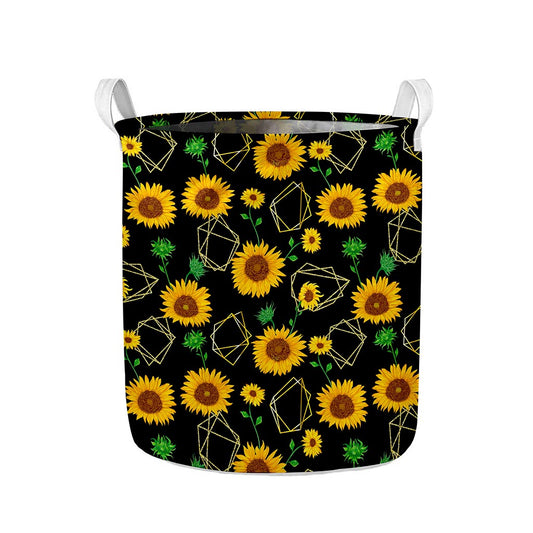 Sunflower Polygonal Pattern Print Collapsible Laundry Basket