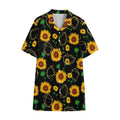 Sunflower Polygonal Pattern Print Cotton Hawaiian Shirt